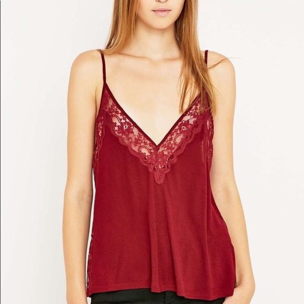 burgundy tank top